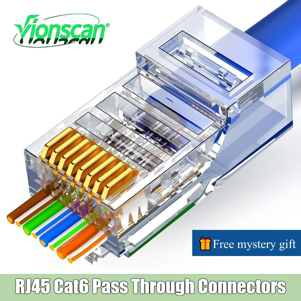 Vionscan Cat6a Cat6 ผ่าน RJ45 Modular Plug Network Connectors สําหรับ ...