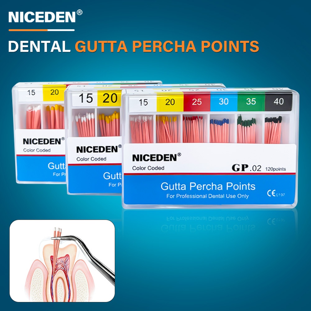 Points Gutta Percha MacDent – Conicité .02/.04/.06, Tailles #15 à #40, Pour Endodontie