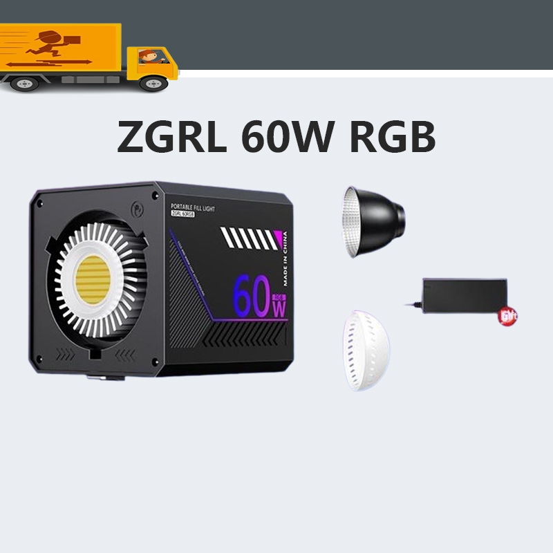 ZGRL 60W RGB การถ่ายภาพมือถือ COB เติมแสงสดแบตเตอรี่ในตัวกล้องแบบพกพา ...