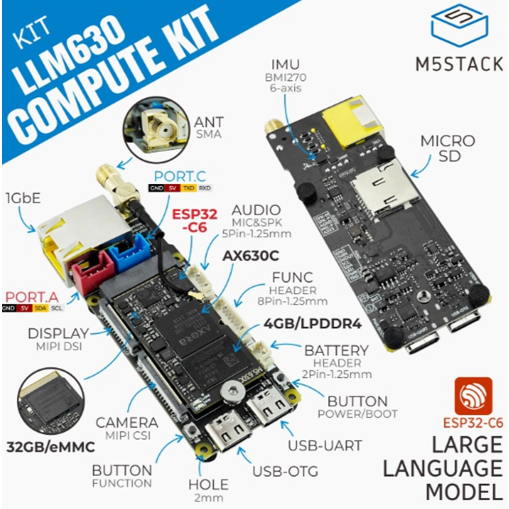 M5Stack LLM630 Compute Kit AI รุ่นภาษาขนาดใหญ่ให้เหตุผลแพลตฟอร์ม AX630C ...