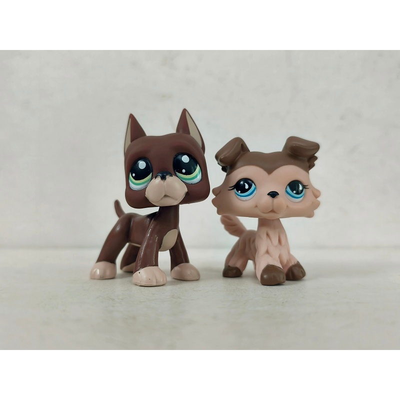 2 ชิ้น/ล็อต Littlest Pet Shop ของเล่นสุนัขสีน้ําตาล #1519#893 ฟิกเกอร์ ...