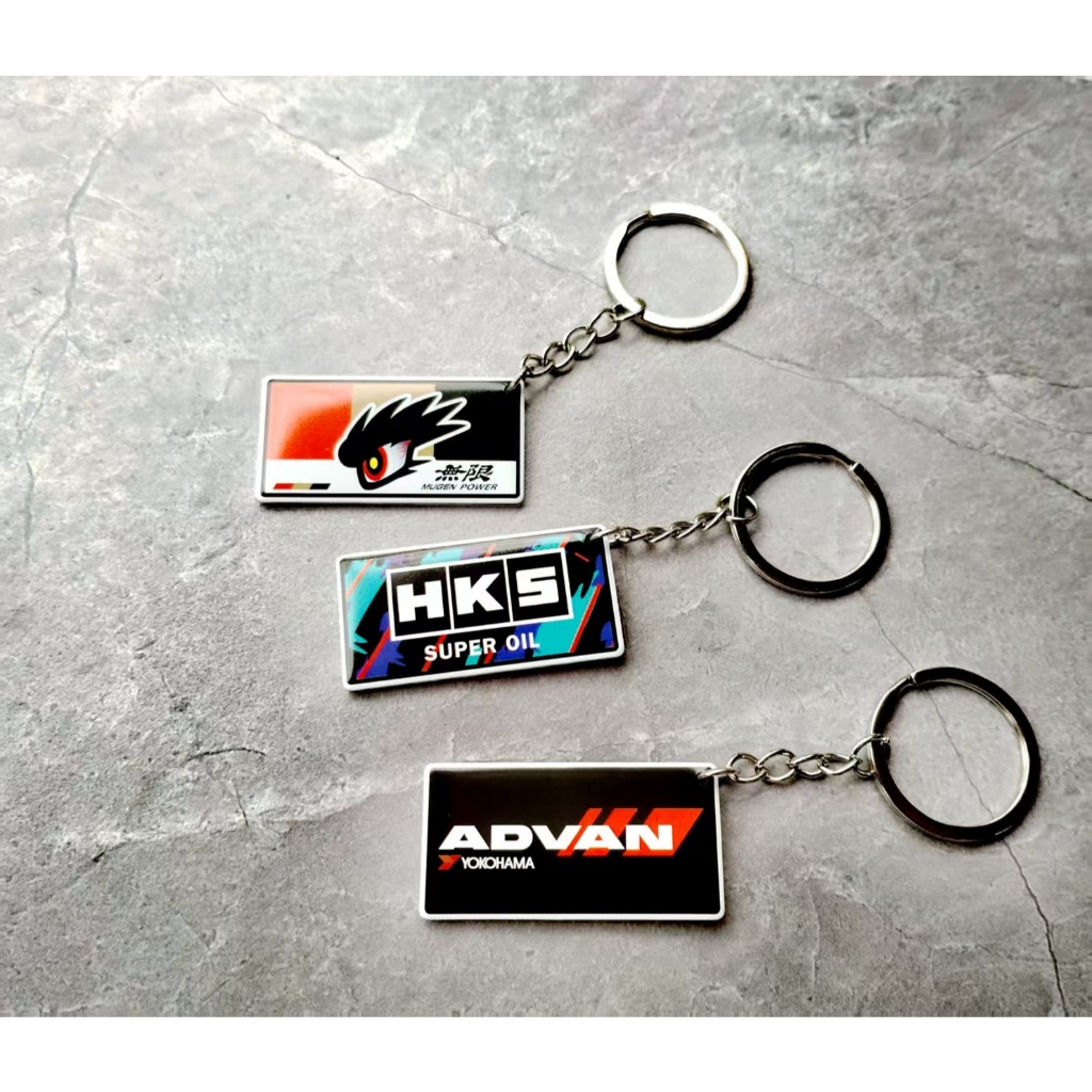 JDM รถ Mugen Power HKS Advan Chain จําลองป้ายทะเบียนพวงกุญแจของที่ระลึก ...