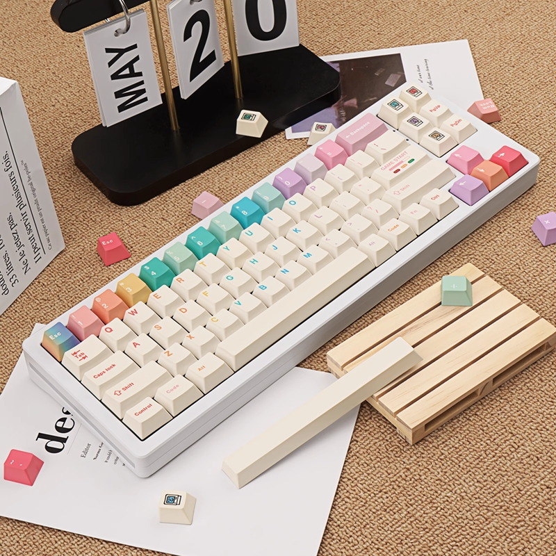 Keycap เฉพาะMacaroon Keycaps 150 คีย์โปรไฟล์เชอร์รี่ PBT Dye-sub ...