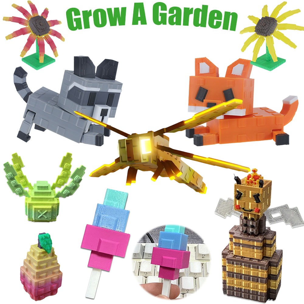Raccoon Grow A Garden พวงกุญแจเกม 3D พิมพ์ Dragonfly Disco Bee ของเล่น ...