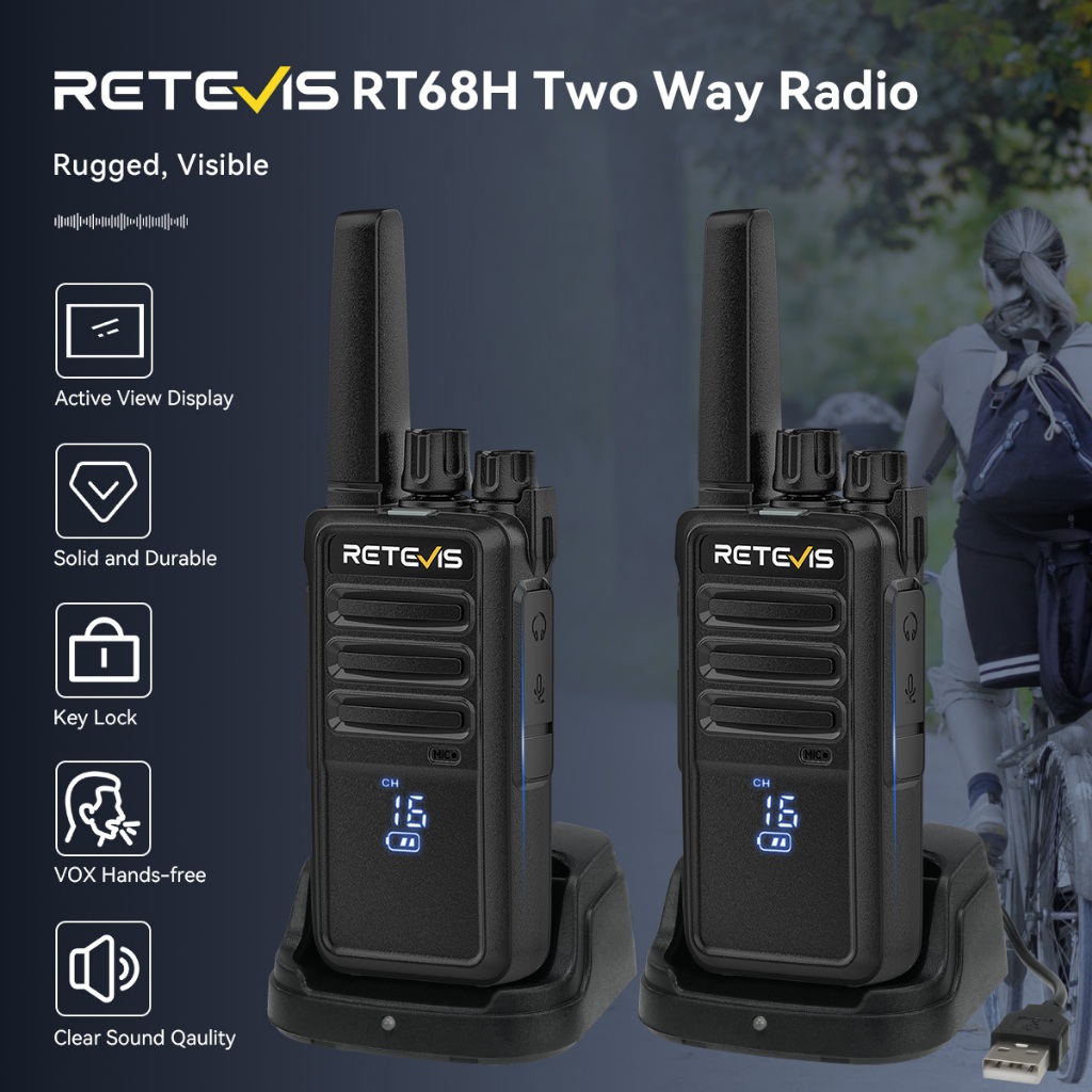Retevis RT68H/RT668H FRS/PMR วิทยุสองทางแบบพกพา 1200mAh จอแสดงผลกุญแจ ...