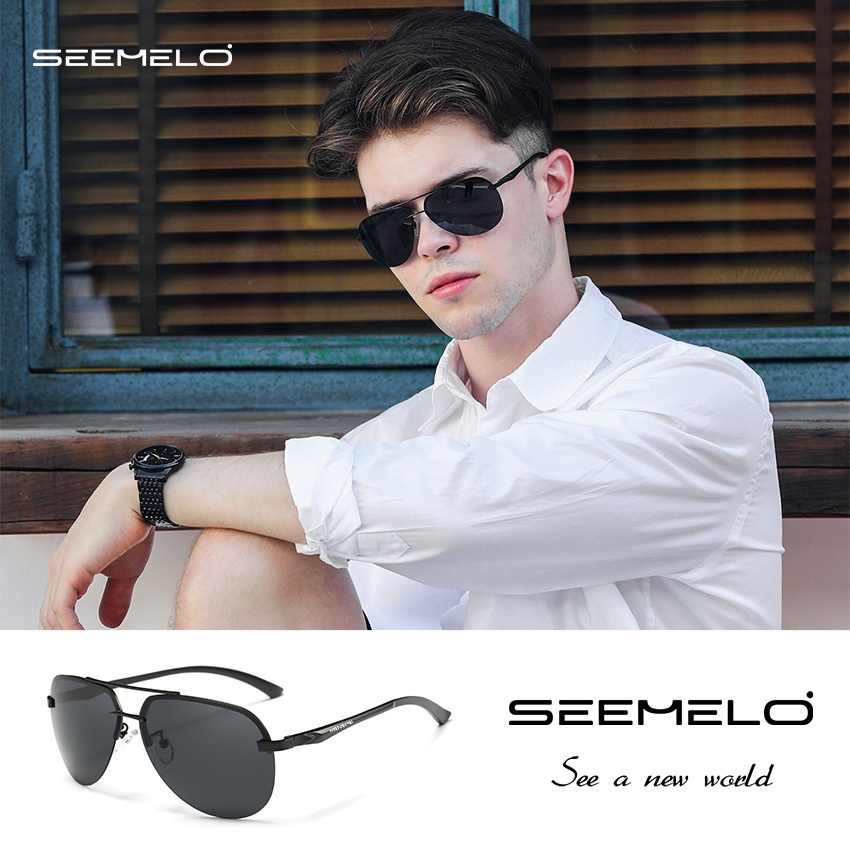 SEEMLO แว่นกันแดดสําหรับขับรถโพลาไรซ์สําหรับทั้งชายและหญิง Retro Square Frame Anti Glare แว่นตาแฟชั่น