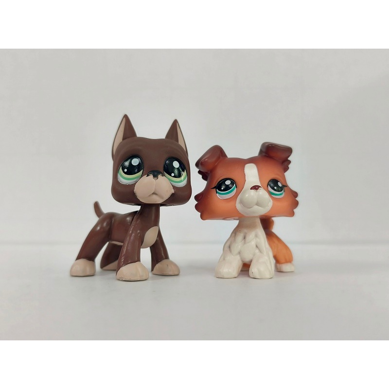 2 ชิ้น/ล็อต Littlest Pet Shop ของเล่น Great Dane Collie Dog #1519#1542 ...