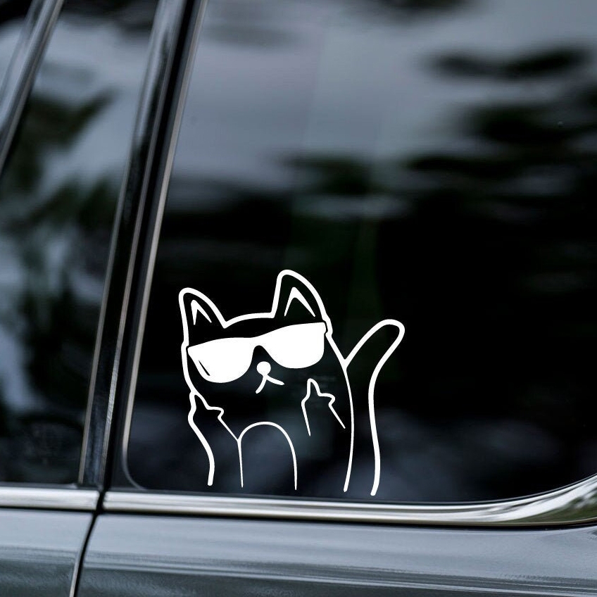 Spoof Cat FLUFF YOU Gesture Sticker สติ๊กเกอร์ตกแต่งหน้าต่าง | Shopee ...