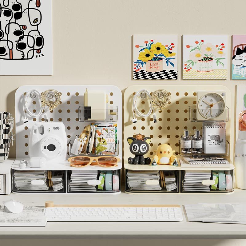 เดสก์ท็อป Perforated Board Storage Rack เครื่องเขียน Sorting Rack โต๊ะ ...
