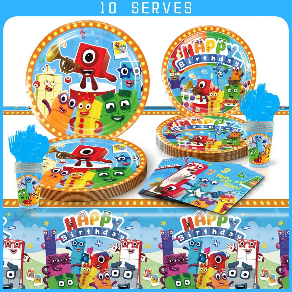 Numberblocks Happy Birthday Party Supplies แผ่นกระดาษถ้วยผ้าเช็ดปาก ...