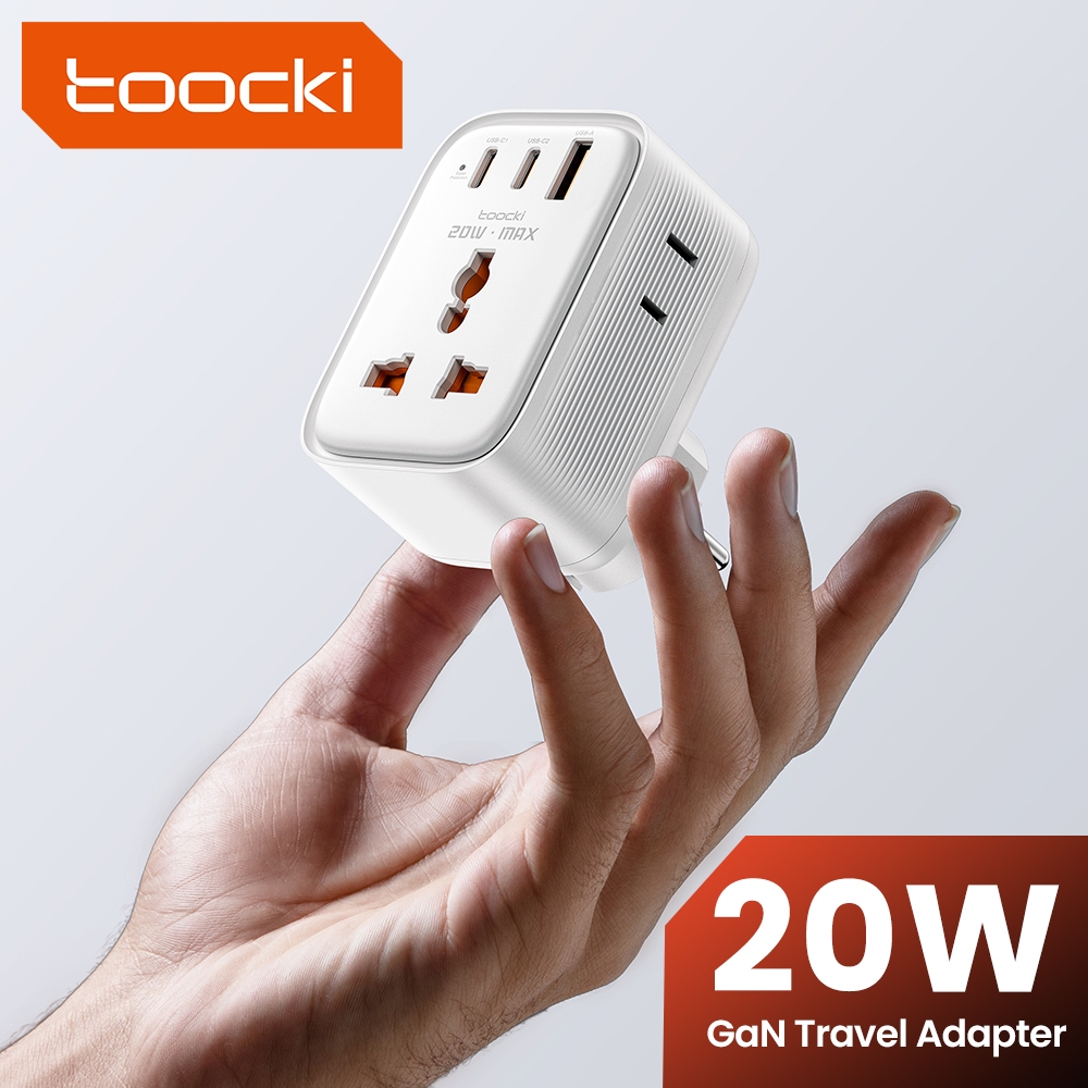Toocki 20W GaN Travel Adapter 4-in-1 Universal Charger 2USB C + USB ...