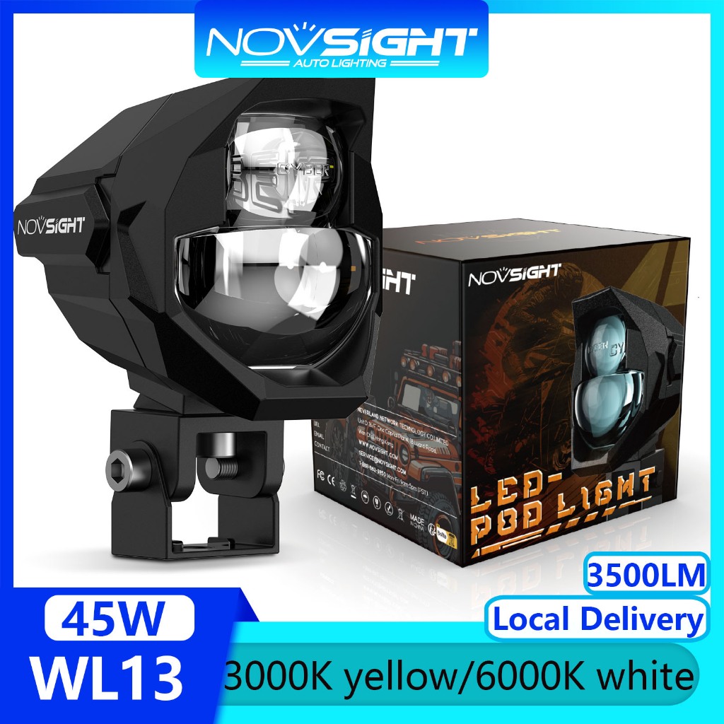 Novsight 2 สี 3 นิ้วรถจักรยานยนต์ LED Off-road รอบแสง Pod light 6000K ...