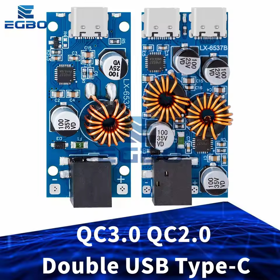 QC3.0 QC2.0 คู่ USB Type-C โทรศัพท์มือถืออะแดปเตอร์ชาร์จเร็ว DC7.1V-32V ...