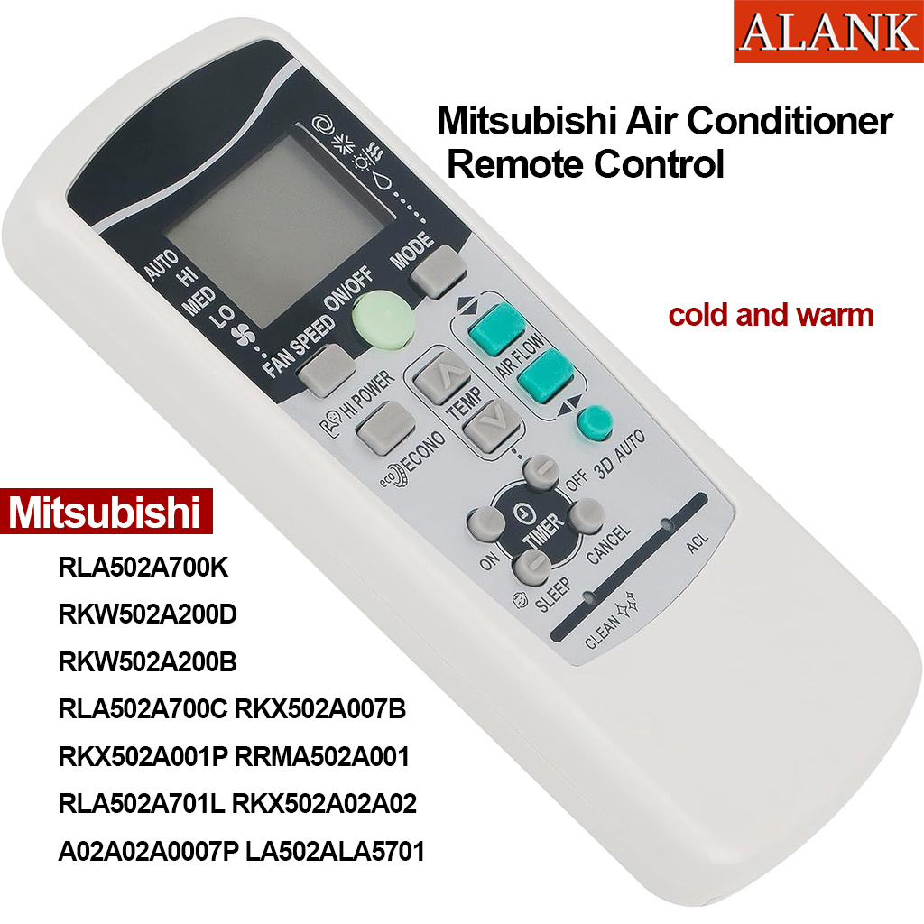 ALANK Remote รีโมทแอร์ Mitsubishi ฟังก์ชันความร้อน รีโมท RLA502A700K ...
