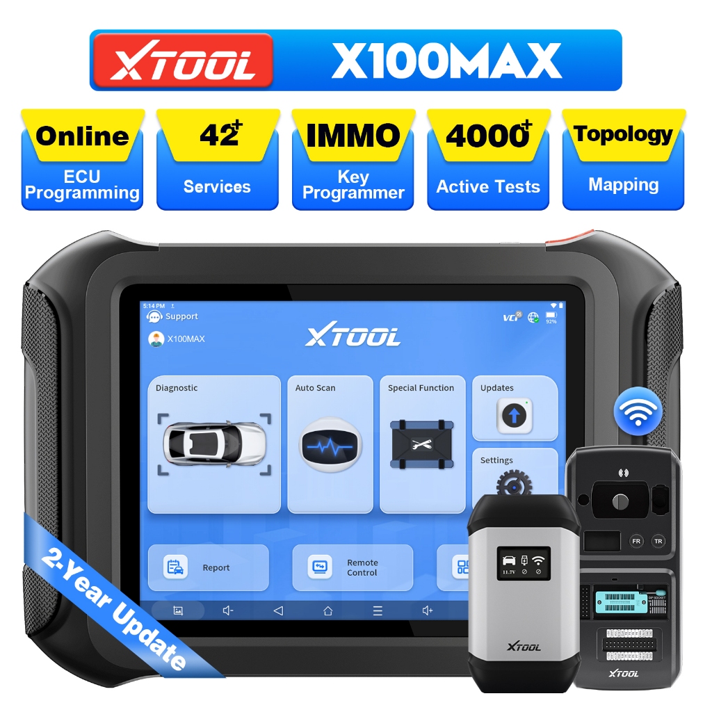 XTOOL X100MAX Bidirectional OBD2 Scanner with KC501 All System Coding ...