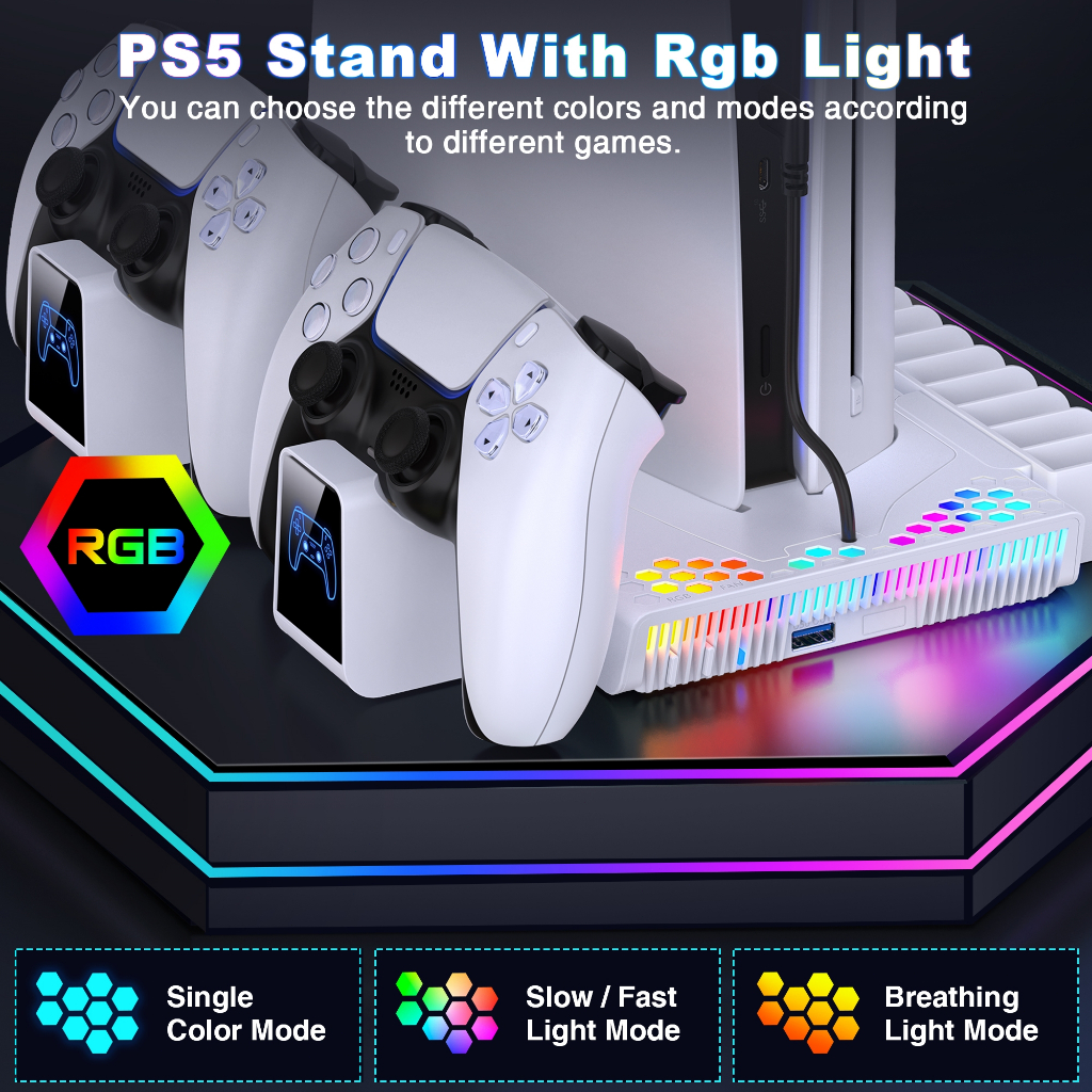 BEBONCOOL PS5 RGB Lighting Fan Base Compatible Optical Drive Version ...