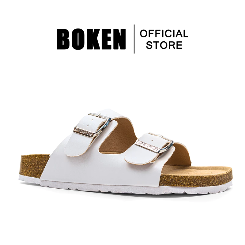 BOKEN Unisex Arizona รองเท้าแตะหนังไมโครไฟเบอร์ สายคาดคู่ พื้นรองเท้าโค่นาเนียบ