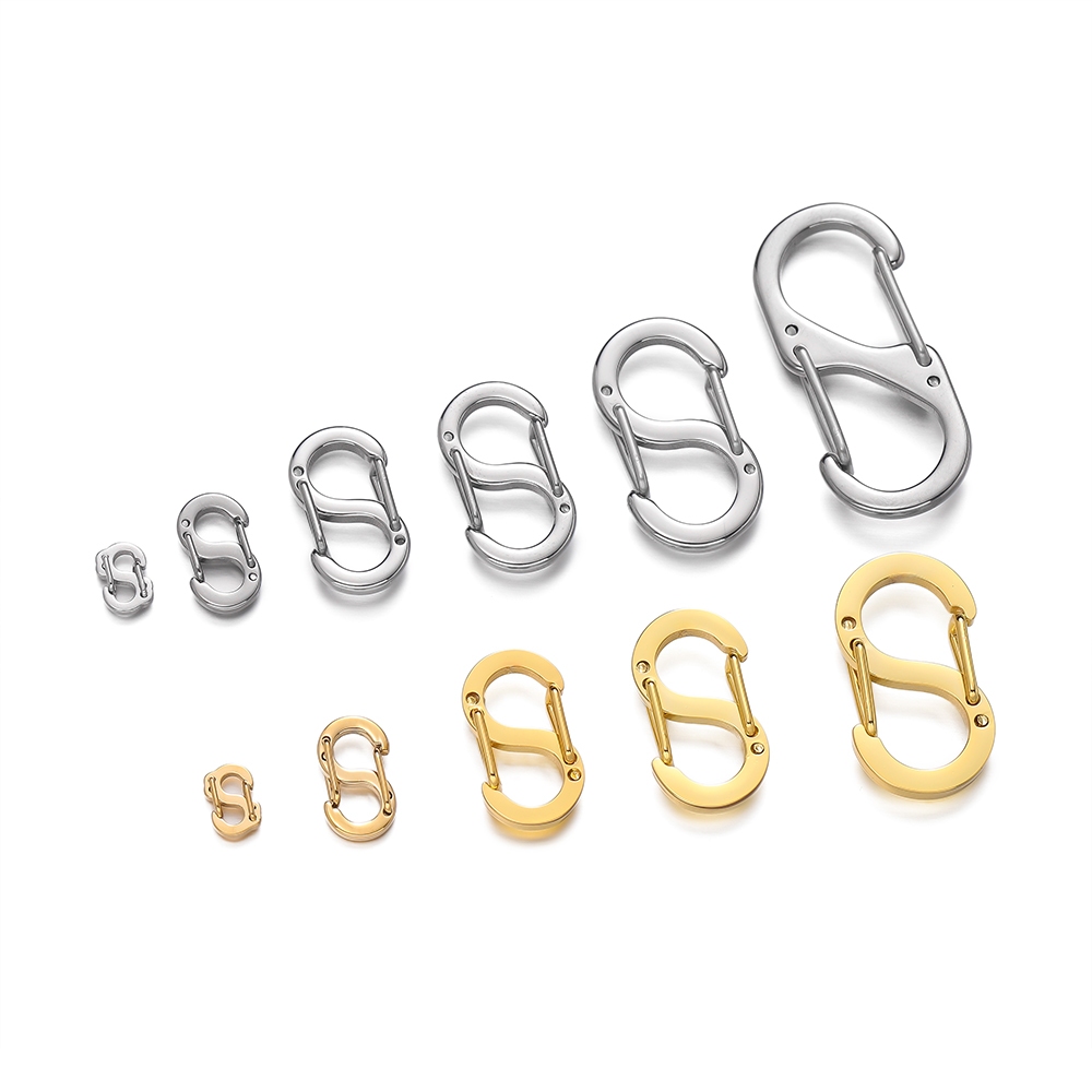 St.kunkka 1 ชิ้น สแตนเลส ตะขอคาราบิเนอร์ ตัว S 6.5-32 มม. DIY ล็อคตะขอนิรภัย แหวนแขวนพวงกุญแจพร้อมกุญแจ ล็อคพวงกุญแจ