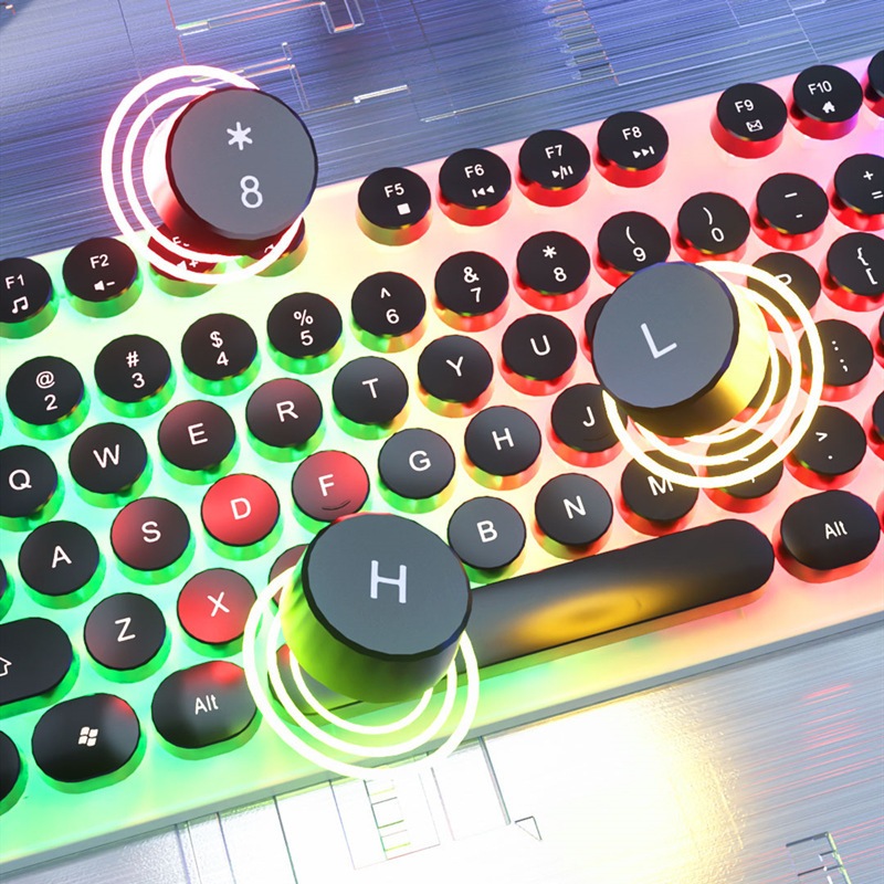 AOC KM100 คีย์บอร์ด USB แบบมีสายและเมาส์ Combo Backlit Floating Keycap ...
