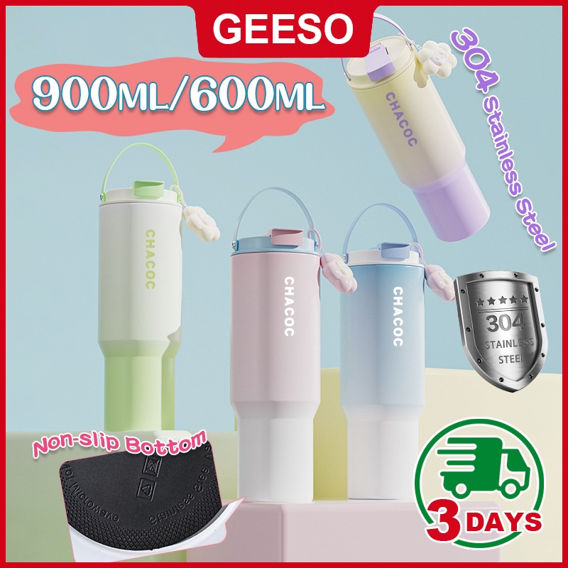 GEESO ถ้วยเก็บอุณหภูมิ 900ml สแตนเลส304 หูหิ้ว