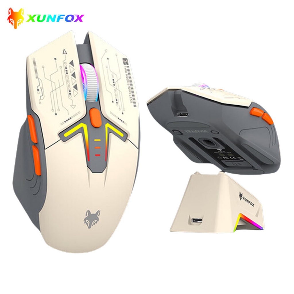 XUNFOX H2 RGB Gaming Mouse พร้อม Dock 2.4G + Bluetooth Dual-Mode ...