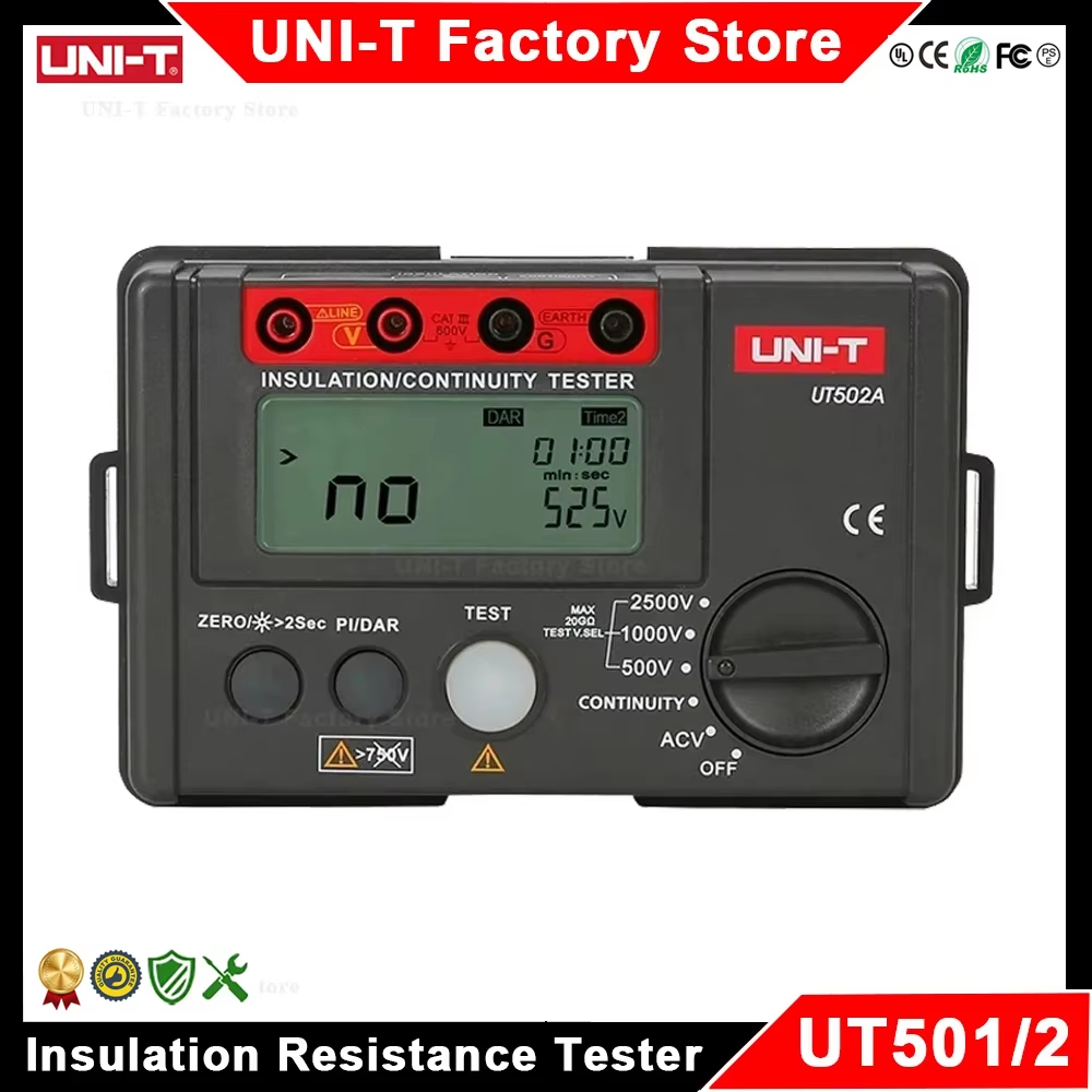 UNI-T UT502A UT502C UT501A UT501C เครื่องทดสอบความต้านทานฉนวนดิจิตอล ...
