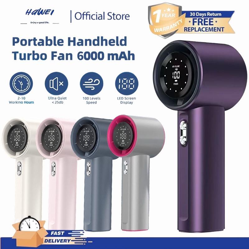 Hawei Mini Fan 4000 mAh Turbo Mini Fan ชาร์จมือถือแบบพกพาลมแรงไฟฟ้า Jet ...