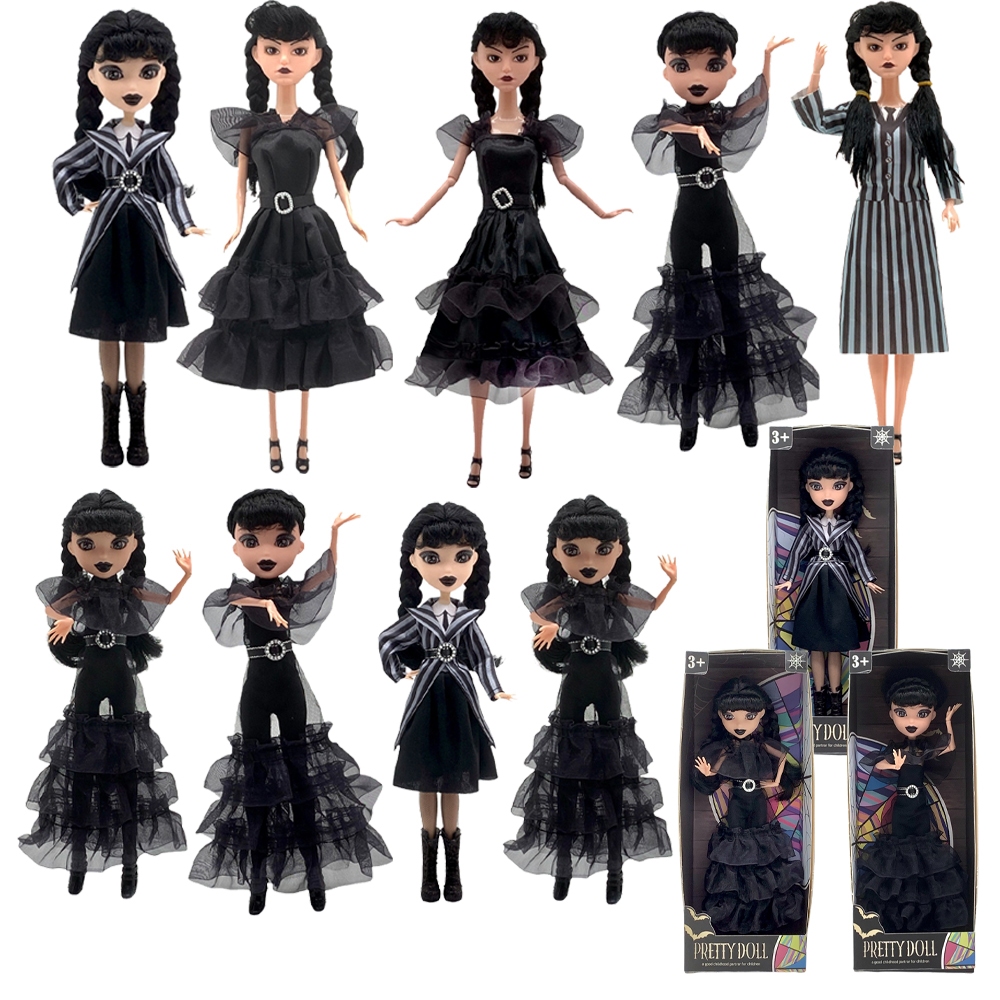Wednesday Addams Action Figure ของเล่นตุ๊กตาโกธิค + ชุดนักเรียนเครื่อง ...