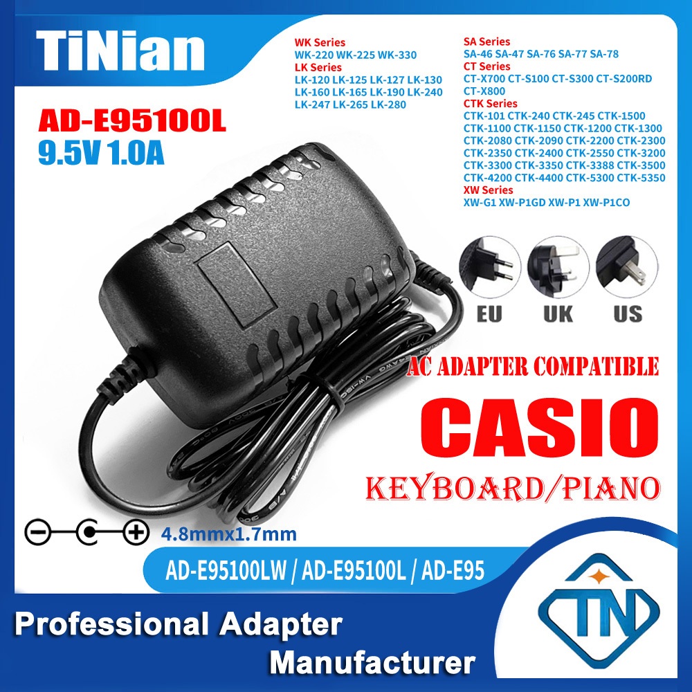 Cargador De 9.5V Para Teclados Casio LK-120, LK-125, LK-127, LK-160 - Enchufe Español