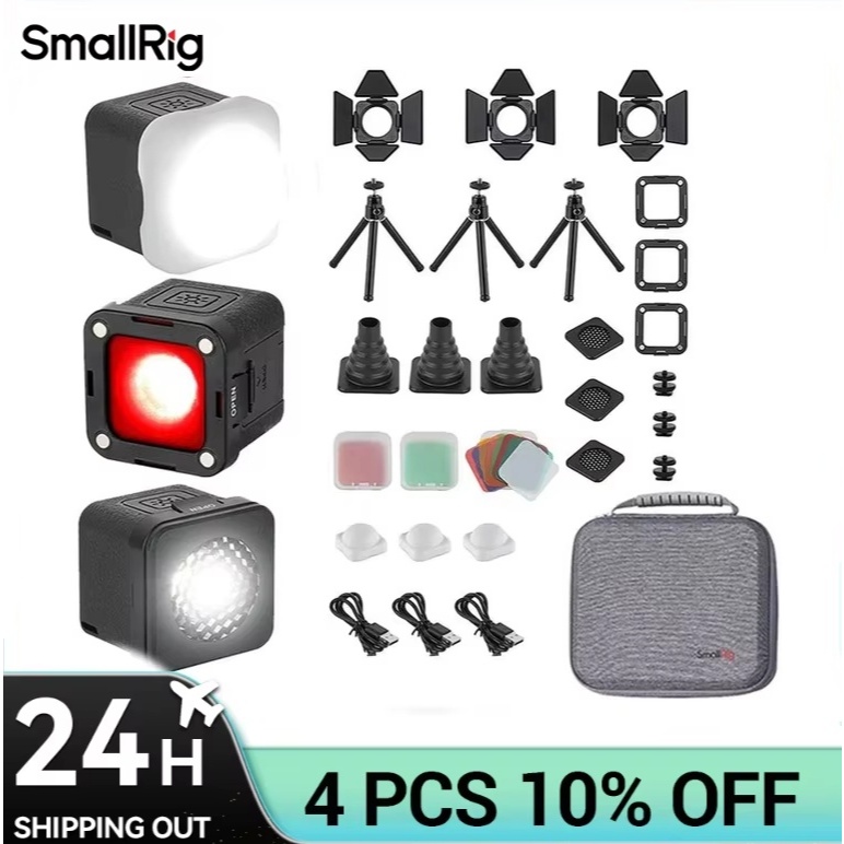 SmallRig RM01 Mini LED Video Light 3 Pack Watreproof แบบพกพาชุด w 8 สี ...