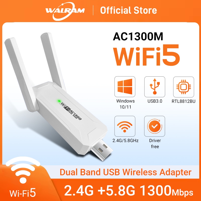 Walram AC1300 อะแดปเตอร์ WiFi 1300Mbps USB WiFi Receiver Realtek Driver ...
