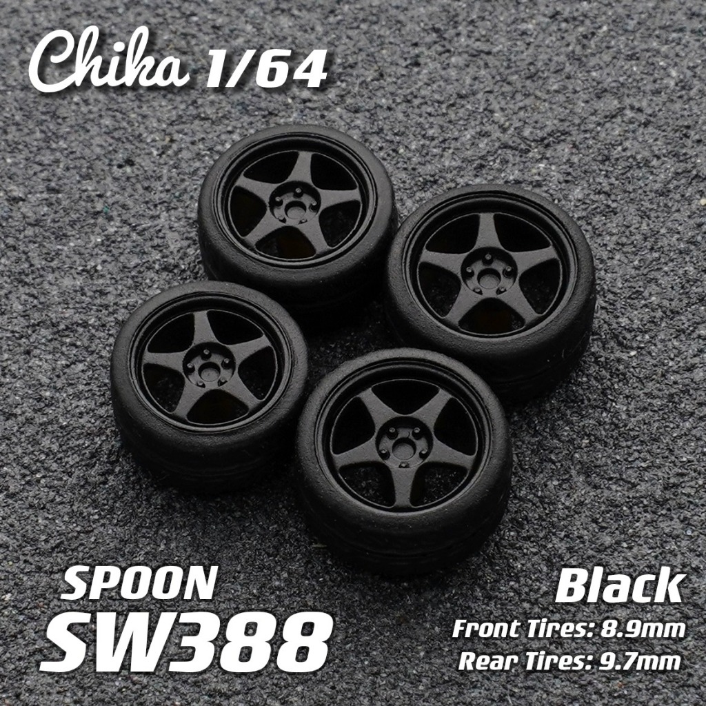 ยาง Chika nabes SPOON SW388 GTC TE37v Mark II 9.7 มม. สําหรับ 1:64 รุ่น ...
