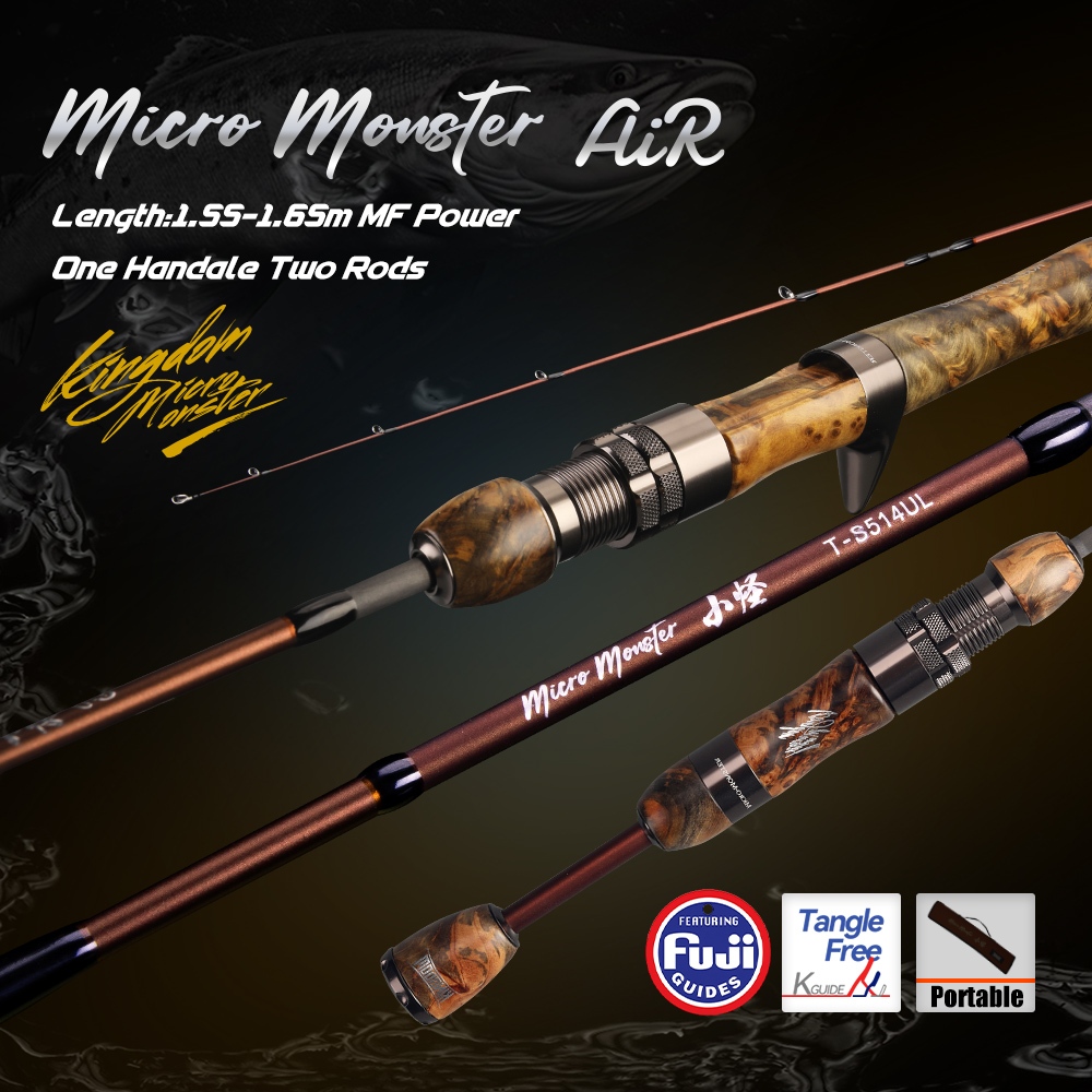 Kingdom MICRO MONSTER AIR Fishing Rod 1.55-1.55m 4+1 ส่วน Casting ...
