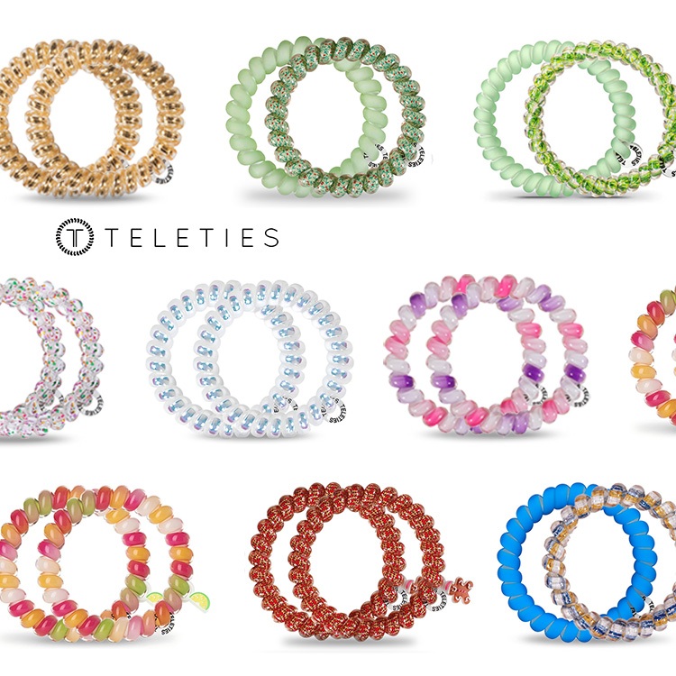 TELETIES Colorful Picks Collection ยางรัดผมเกลียว หนีบแน่น กันน้ำ ไม่ทิ้งรอย ใส่ได้ทั้งผมและข้อมือ เหมาะกับผมหนา ทุกสภาพ ผู้หญิงและเด็กผู้หญิง