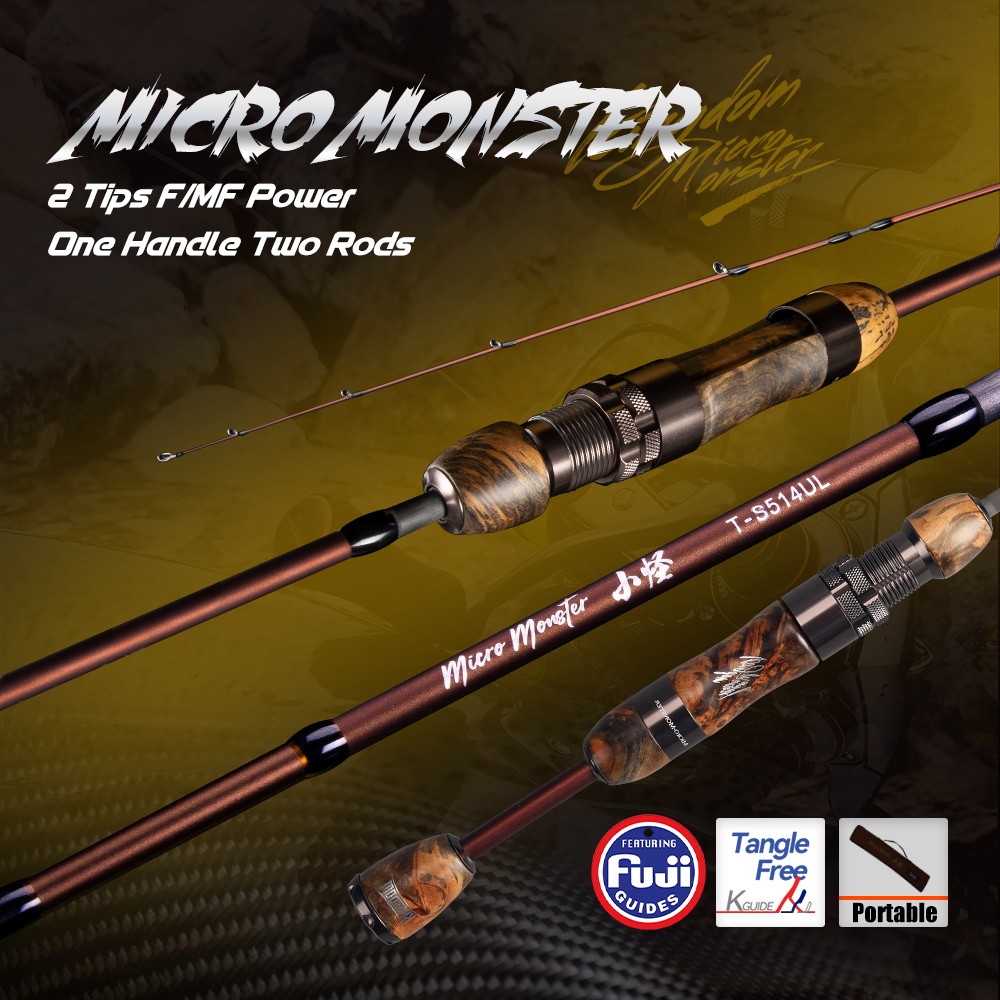 Kingdom MICRO MONSTER เบ็ดตกปลา 1.55m 3/2 ส่วน UL Power F/MF Action ...