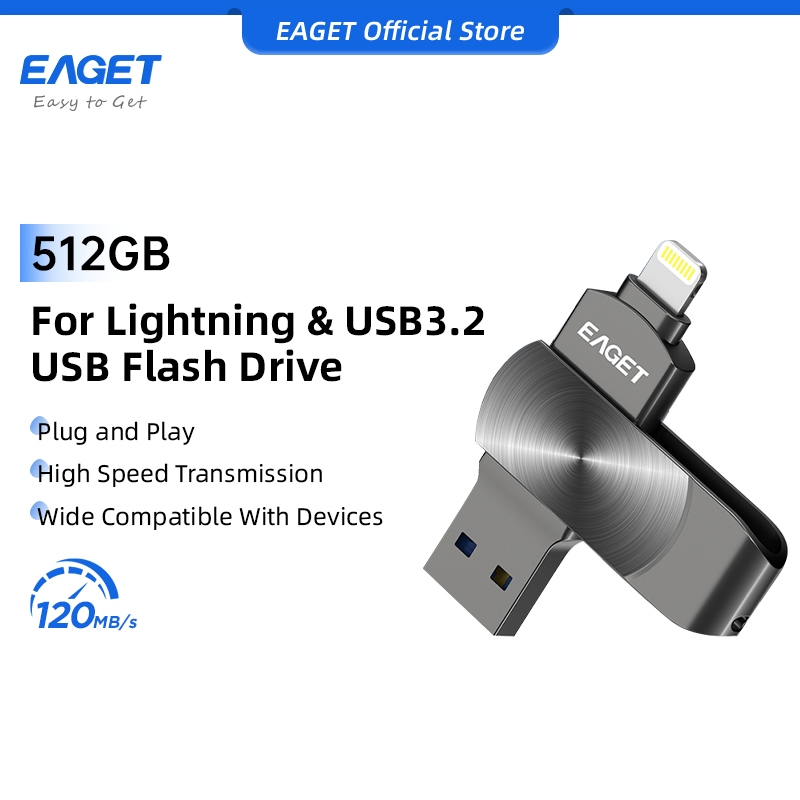 EAGET i66 สําหรับแฟลชไดรฟ์ความเร็วสูง iP เป็น USB 3.2 (64GB/128GB/256GB/512GB)