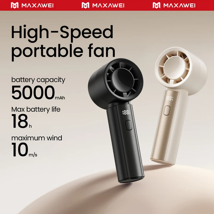 MAXAWEI พัดลม usb ลมปรับได้ 100 ระดับ พัดลมเล็ก แบต 5000mAh ใช้ได้ 18 ...