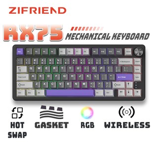 ZINFRIEND RX75 PRO ปะเก็นคีย์บอร์ดแบบกลไก RGB คีย์บอร์ดเกมมิ่งไร้สาย ...