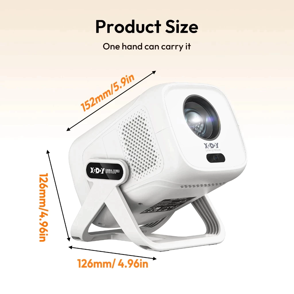 XGODY Gimbal N5 โปรเจ็กเตอร์พกพาขนาดเล็กรุ่นใหม่ 1080P 4K HD Projector Auto Keystone ความสว่าง 10,000 ลูเมน รองรับ WiFi 6 และ BT5.0 Android 11 โปรเจ็กเตอร์อัจฉริยะสำหรับโฮมเธียเตอร์กลางแจ้ง