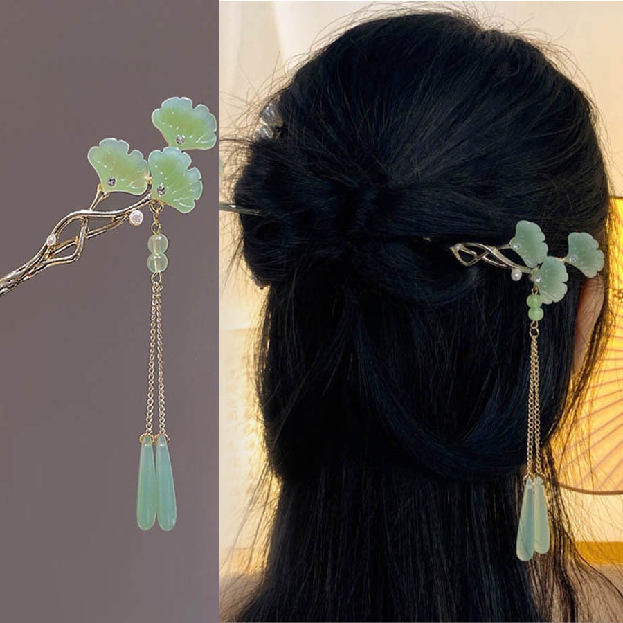 Ginkgo Leaf Hairpin สไตล์จีนแบบโบราณ สำหรับHanfu, Cheongsam และสวมใส่ ...