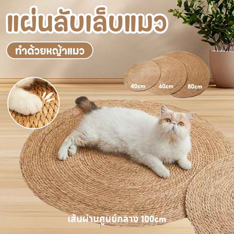แผ่นลับเล็บแมว 3In1 มีหญ้าแมว ถักทอจากหวาย 4 ขนาด