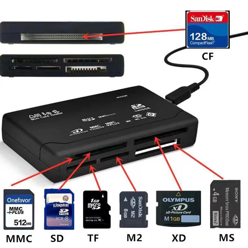 6-in-1 USB Card Reader Extreme Micro SD MMC Mini XD M2 MS DUO TF การ์ด ...