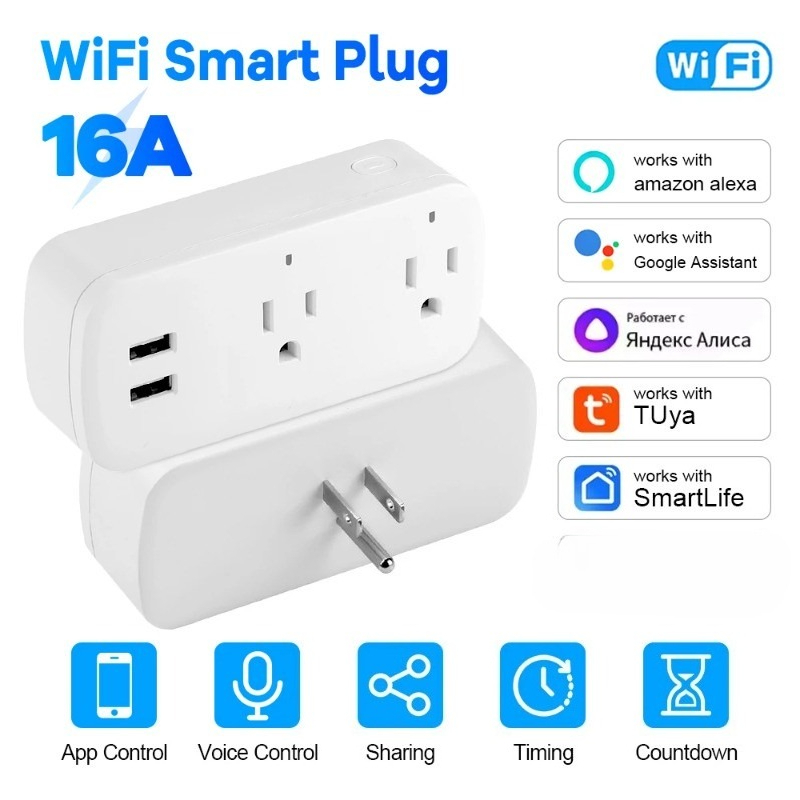 ปลั๊กอัจฉริยะ TUYA WIFI 16A พร้อม USB Timer Countdown Group Smart Life ...