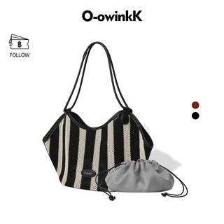 O-owinkK Charm Bag กระเป๋าสตรีลายทางเจาะรู ความจุใหญ่ สไตล์แฟชั่น น้ำหนักเบาเเมตซ์ง่ายกับทุกลุค