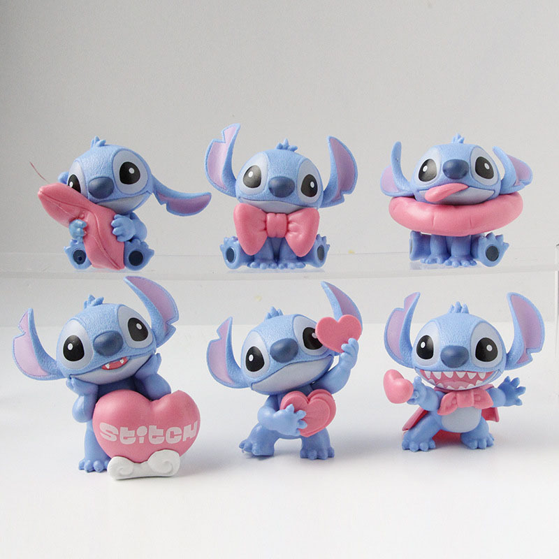 6 ชิ้น 10 ซม.อะนิเมะภาพยนตร์ Lilo & Stitch Sun Beach Fun Series Stitch ...
