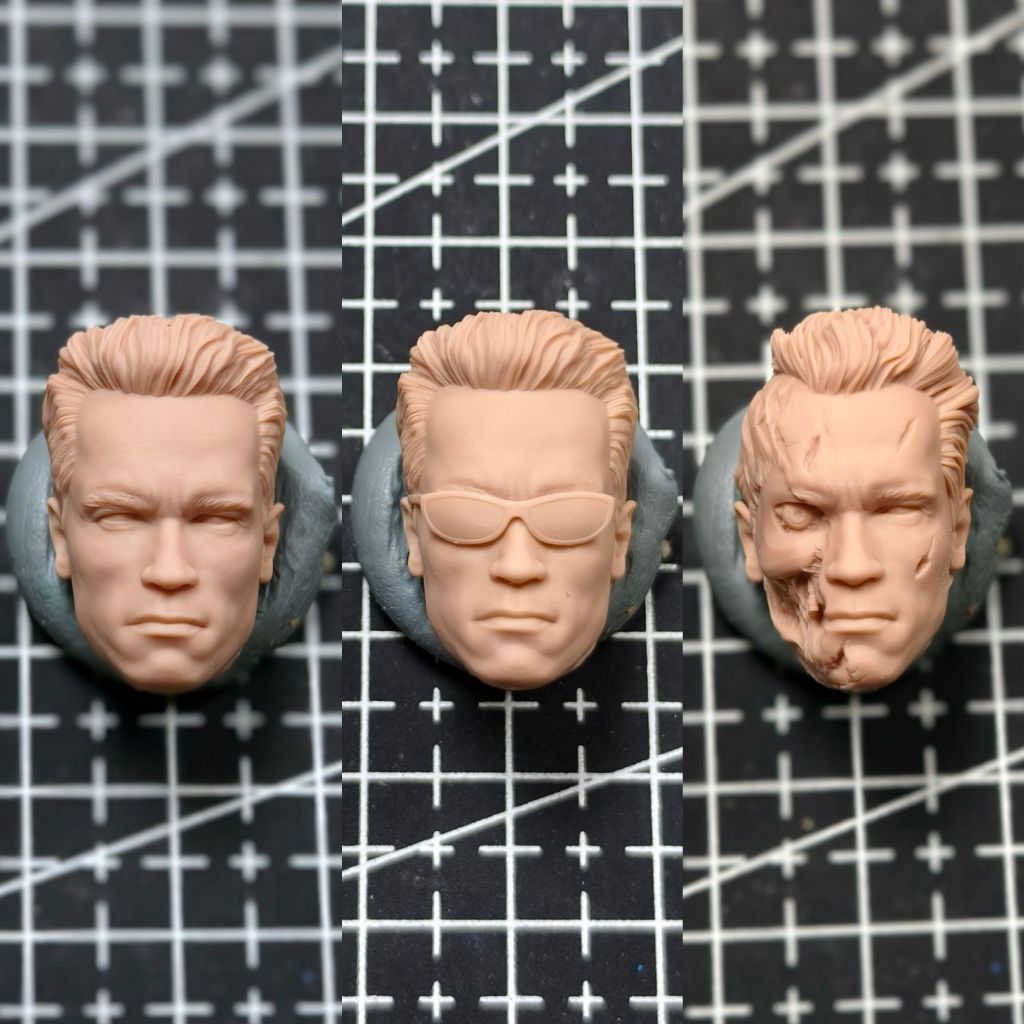 Unpainted 1/12 Scale Arnnold Schwarzenegger The Terminator T-800 หัว ...