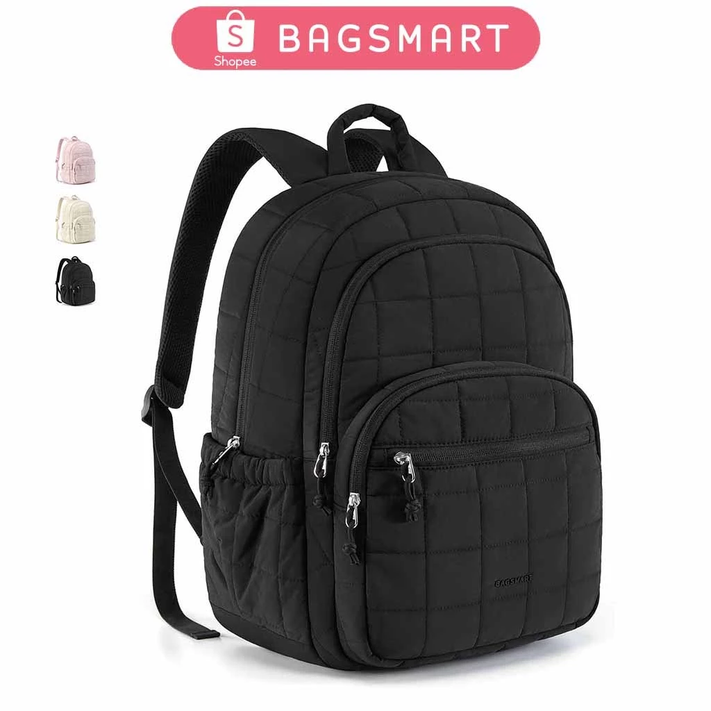 BAGSMART 15.6นิ้ว กระเป๋าเป้ สะพายหลังผู้หญิงสไตล์วิทยาเขตความจุขนาดใหญ่ กระเป๋าสะพายหลัง กันน้ํา Backpack Laptop