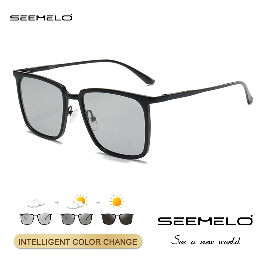 SEEMLO แว่นกันแดดรุ่นเปลี่ยนสีอัตโนมัติ แบบโฟโตโครมิก มาพร้อมเลนส์มองเห็นได้ในที่มืด และแว่นกันแดดชนิดโพลาไรซ์ เหมาะสำหรับขับรถ ป้องกันแสงแดดด้วยเทคโนโลยี UV400