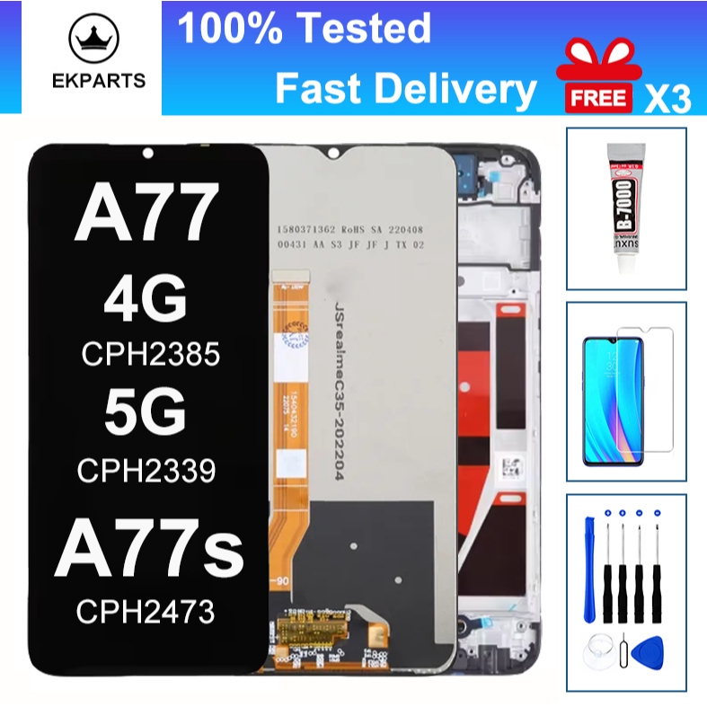 คุณภาพสูง LCD สําหรับ OPPO A77 4G A77 5G A77S CPH2385 CPH2473 จอแสดงผล ...