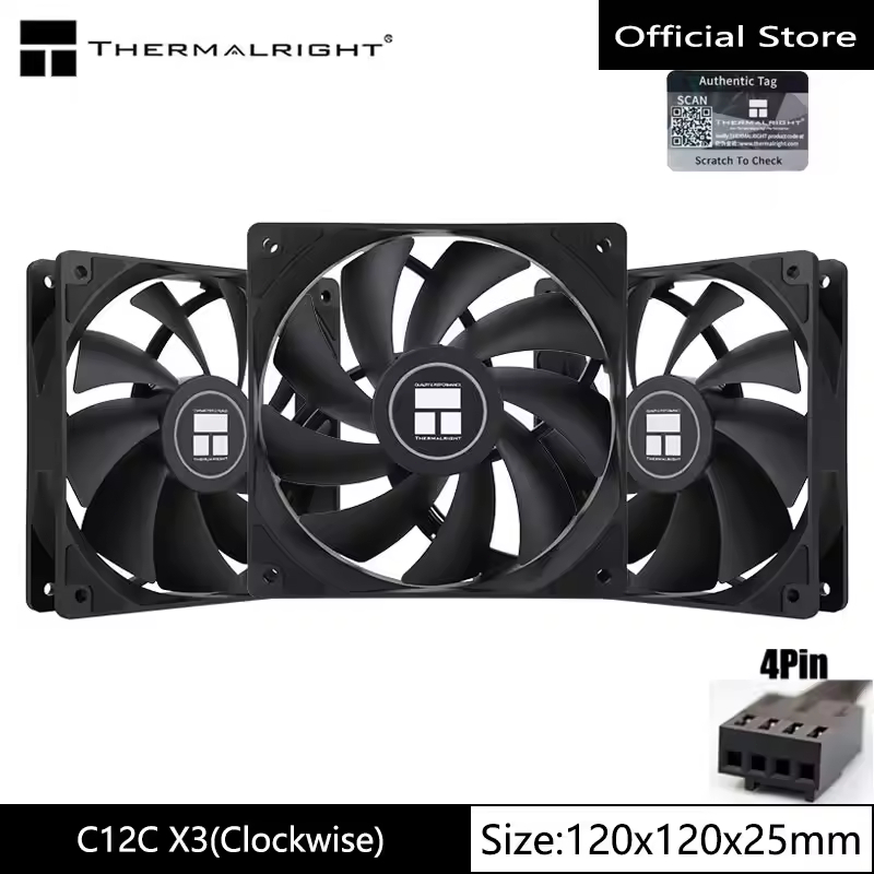 Thermalright 120 มม. พัดลมเคส TL-C12C/-S/CW-S/EXTREM พัดลมระบายความร้อน CPU 1550RPM 4pin PWM เงียบพัดลม Cooler S-FDB แบริ่ง CPU